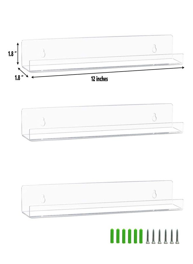 MetFun 3 Pack Vinyl Record Wall Mount Holder-12 Inch Clear Acrylic Shelf for Vinyl Record Display - Floating Book Shelves for Kids Room - Image 5